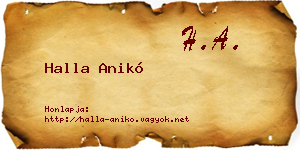 Halla Anikó névjegykártya